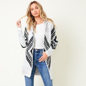 NEW NORTHERN ANGELS SWEATER CARDIGAN BOHO AZTEC BLAZER fluffy yarn western XS-LG